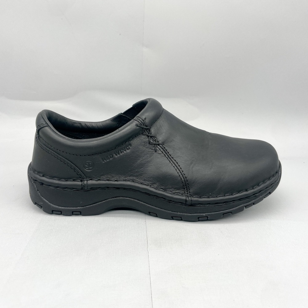 Red Wing 2321 Womens 8 E2 Black Leather Slip On Comfort Clogs Work Shoes Safety